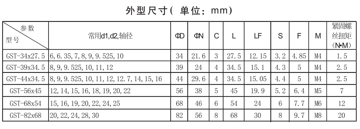 GST鋁合金臺(tái)階式單膜片夾緊聯(lián)軸器外型尺寸